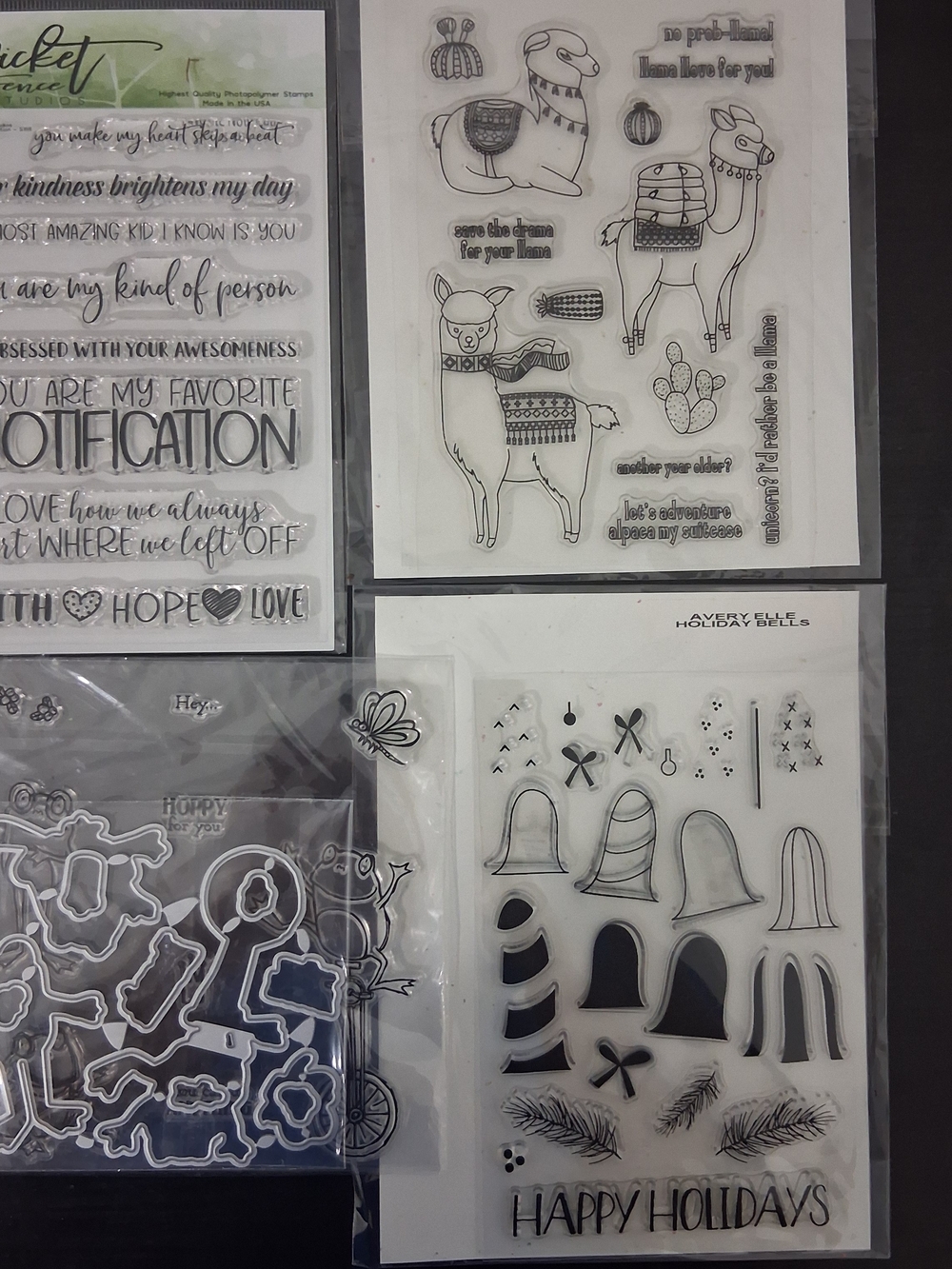Avery Elle Holiday Bells Clear Stamp Set - Black/White